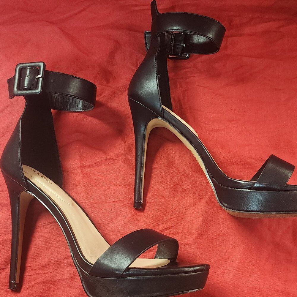 Black Ankle-Strap Platform High Heels - Women